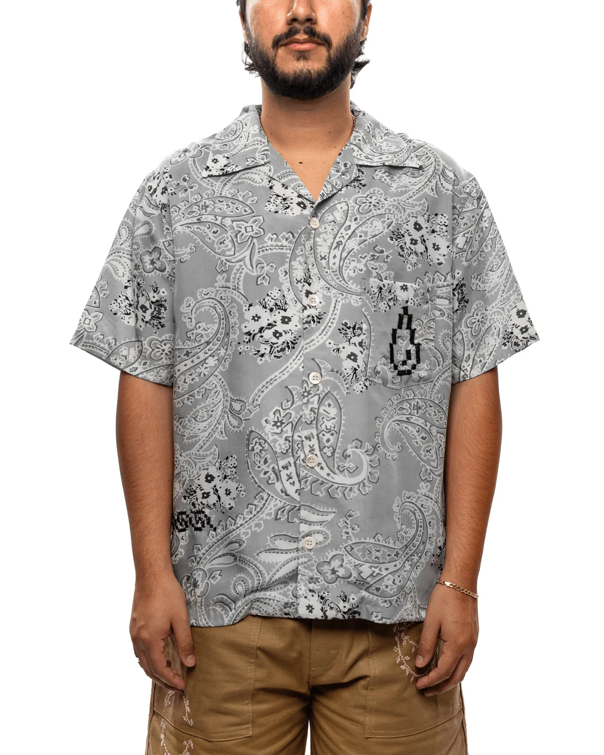 Noma T.D x Button-Down Short Sleeve Shirt Grey
