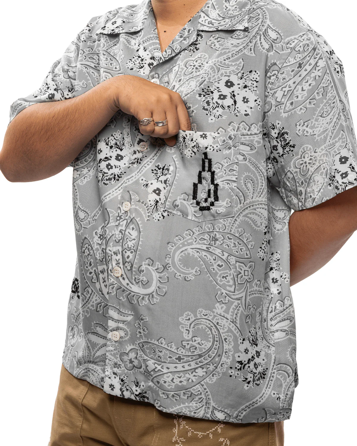 Noma T.D x Button-Down Short Sleeve Shirt Grey - Image 4
