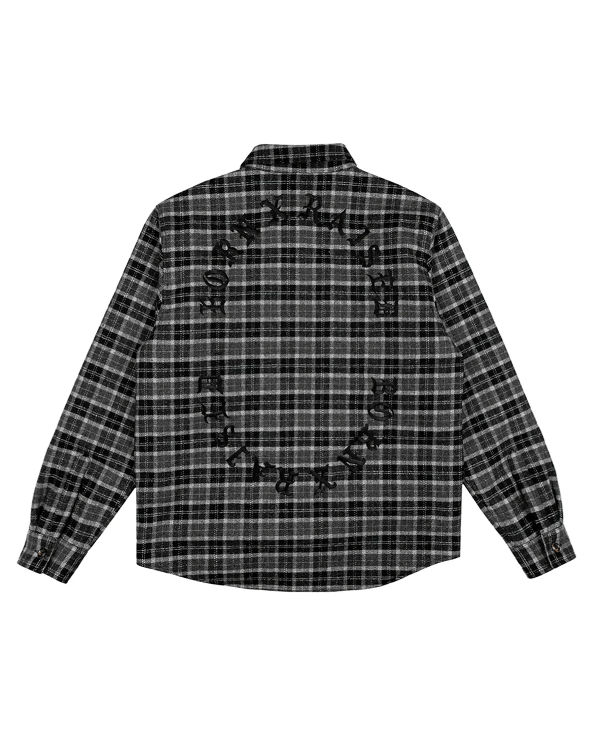 Embroidered Flannel Shirt Jacket Grey/Black - Image 2