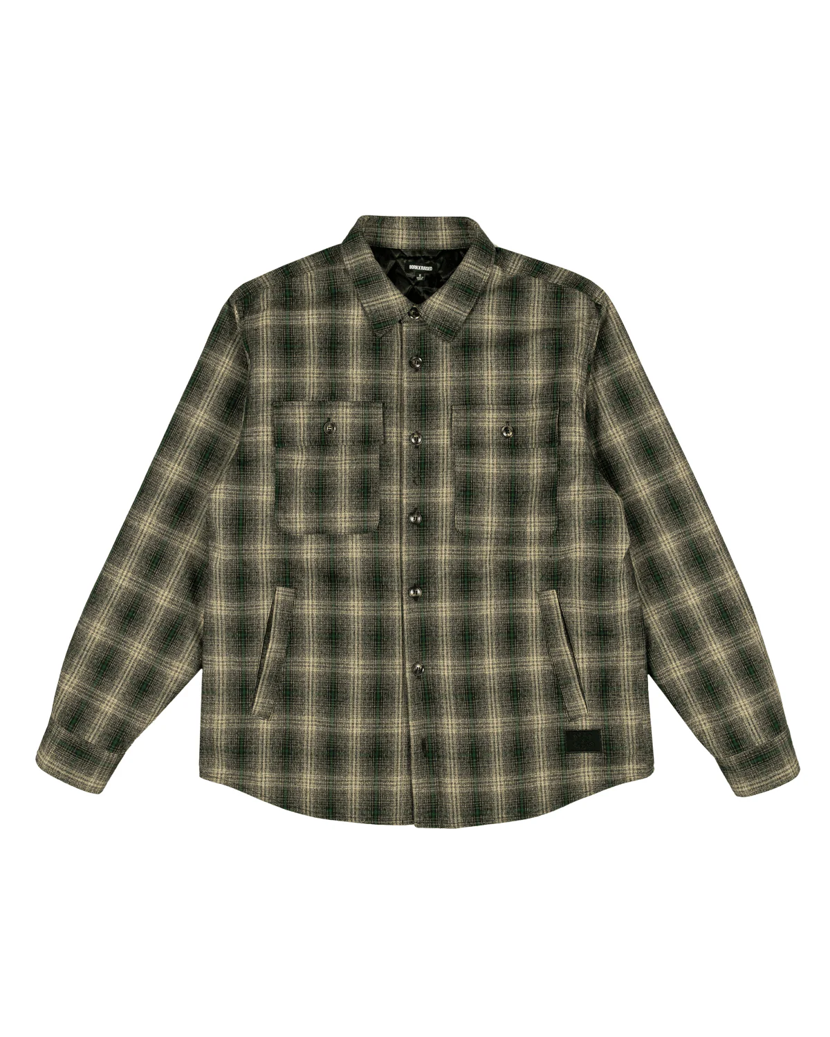 Oversized Embroidered Flannel Shirt Jacket Green/Black
