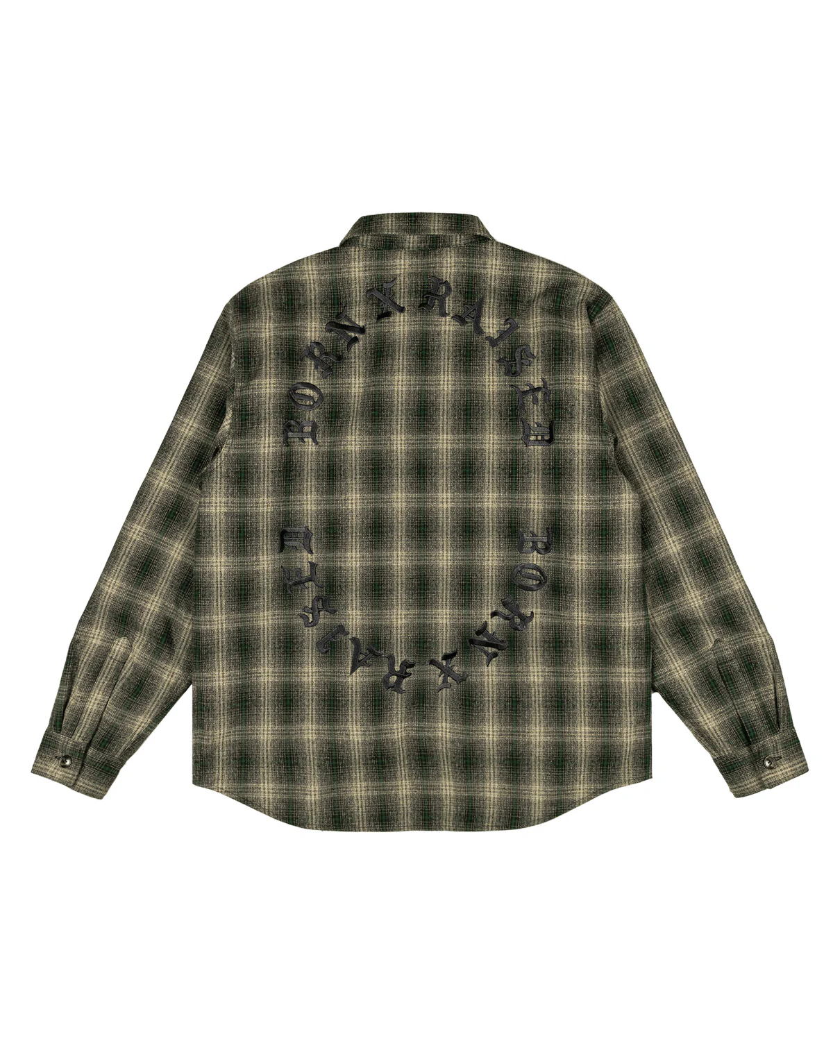 Oversized Embroidered Flannel Shirt Jacket Green/Black - Image 2