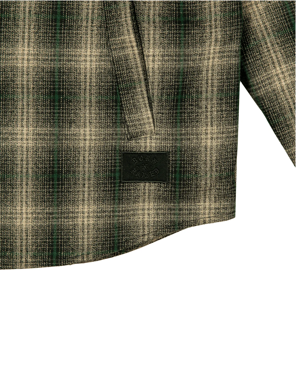 Oversized Embroidered Flannel Shirt Jacket Green/Black - Image 3