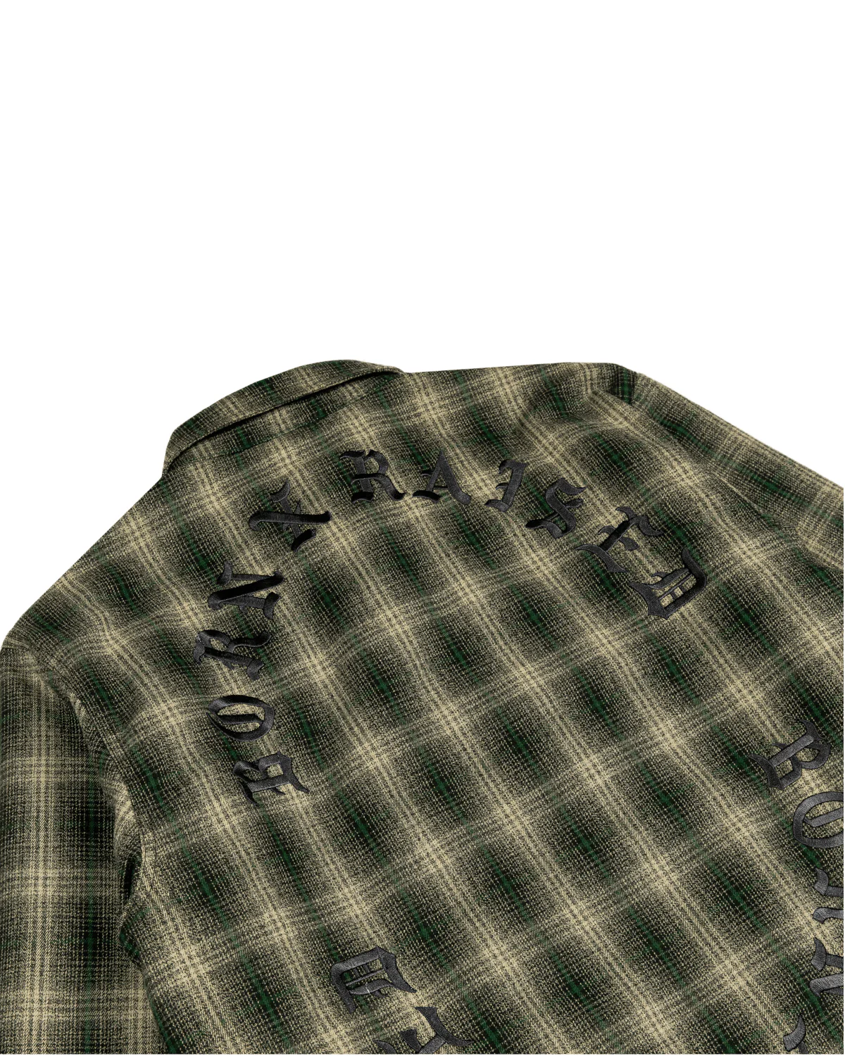 Oversized Embroidered Flannel Shirt Jacket Green/Black - Image 5