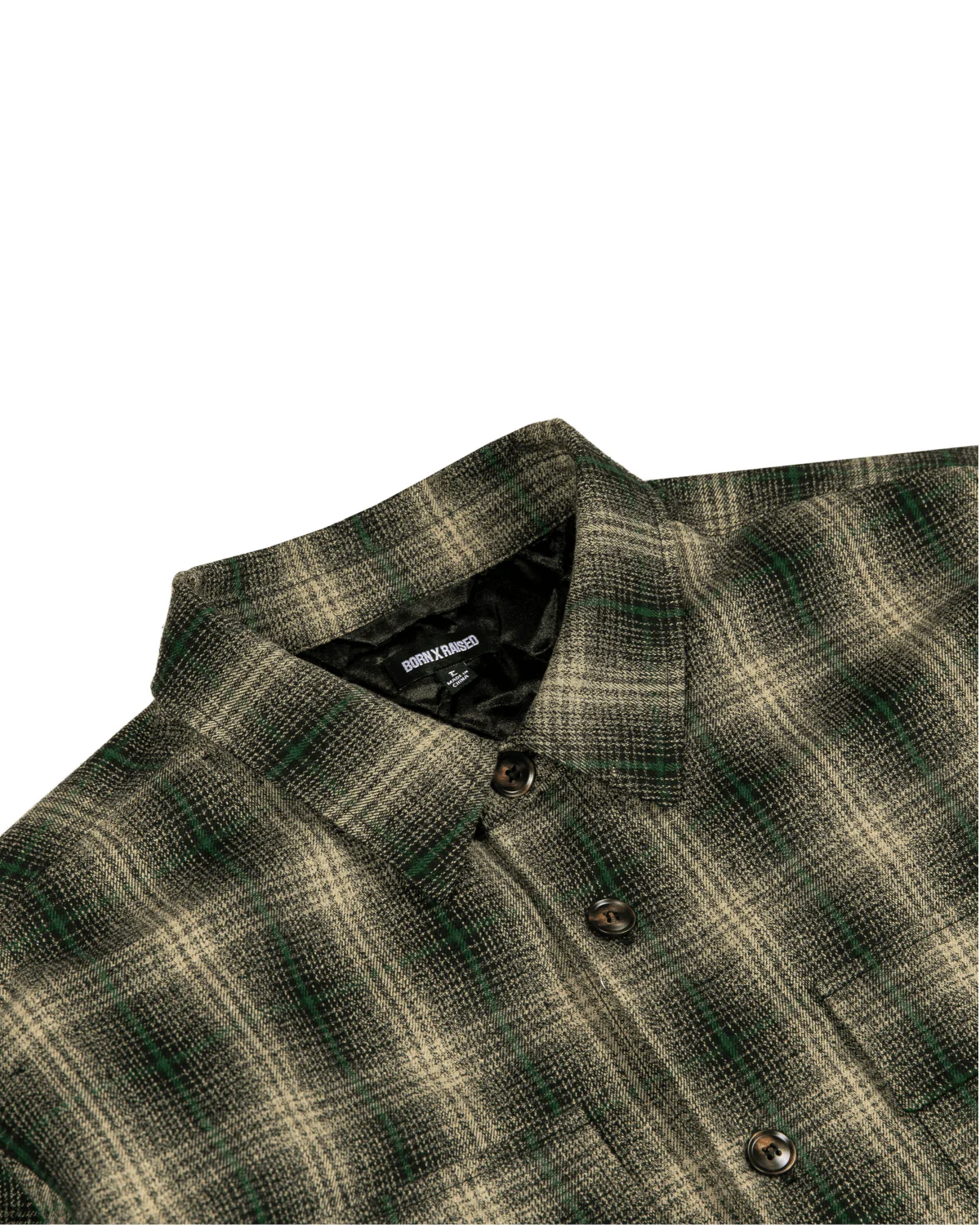 Oversized Embroidered Flannel Shirt Jacket Green/Black - Image 6