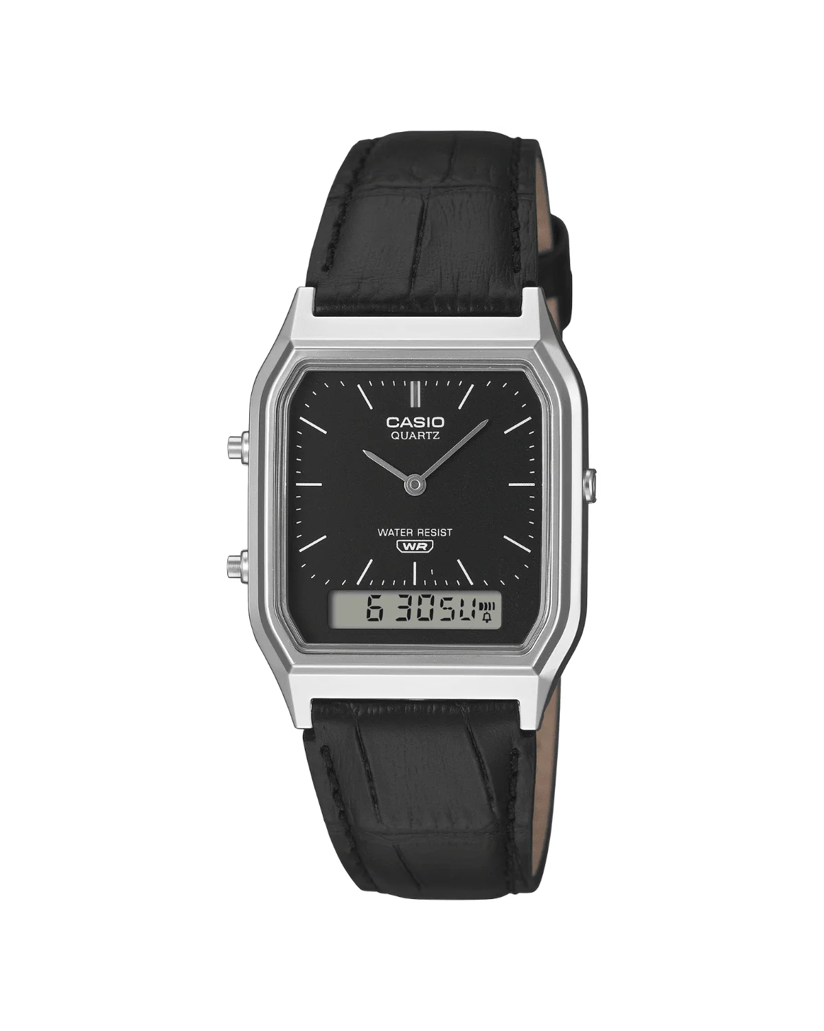 Vintage Black Leather Watch AQ230EL-1A
