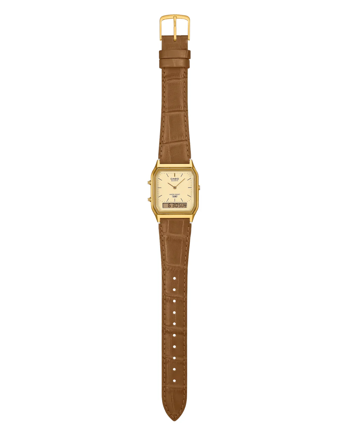 Vintage Gold Leather Watch AQ230EGL-9A - Image 2