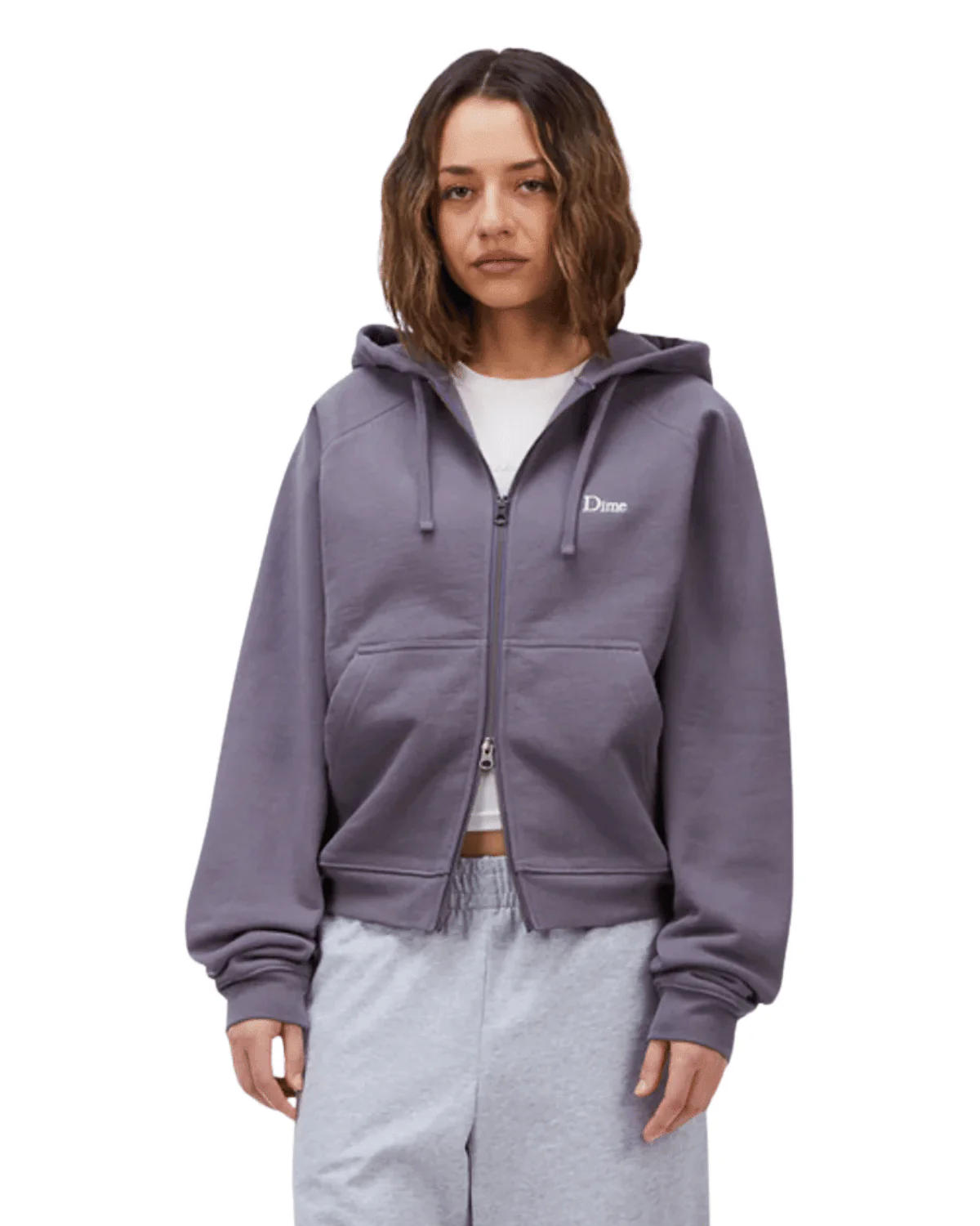 Classic Small Logo Zip Hoodie Charcoal Grape
