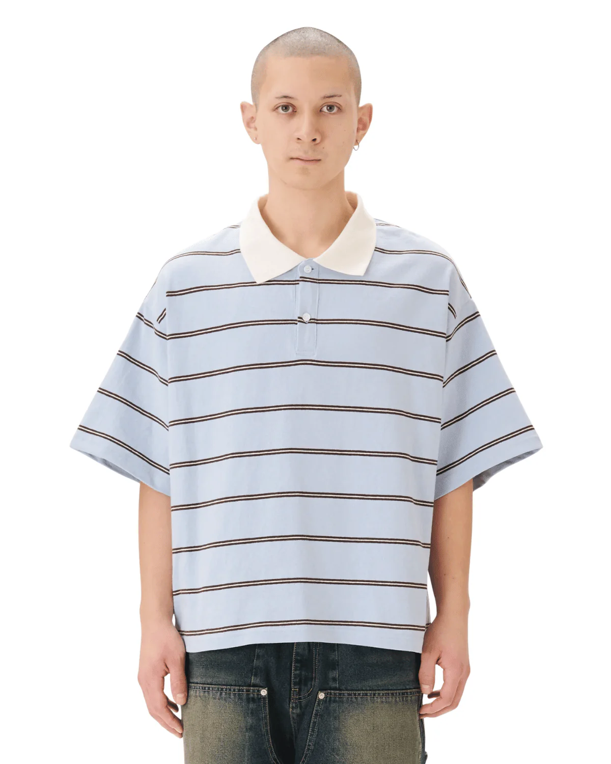 Boxy Jersey Polo Light Blue
