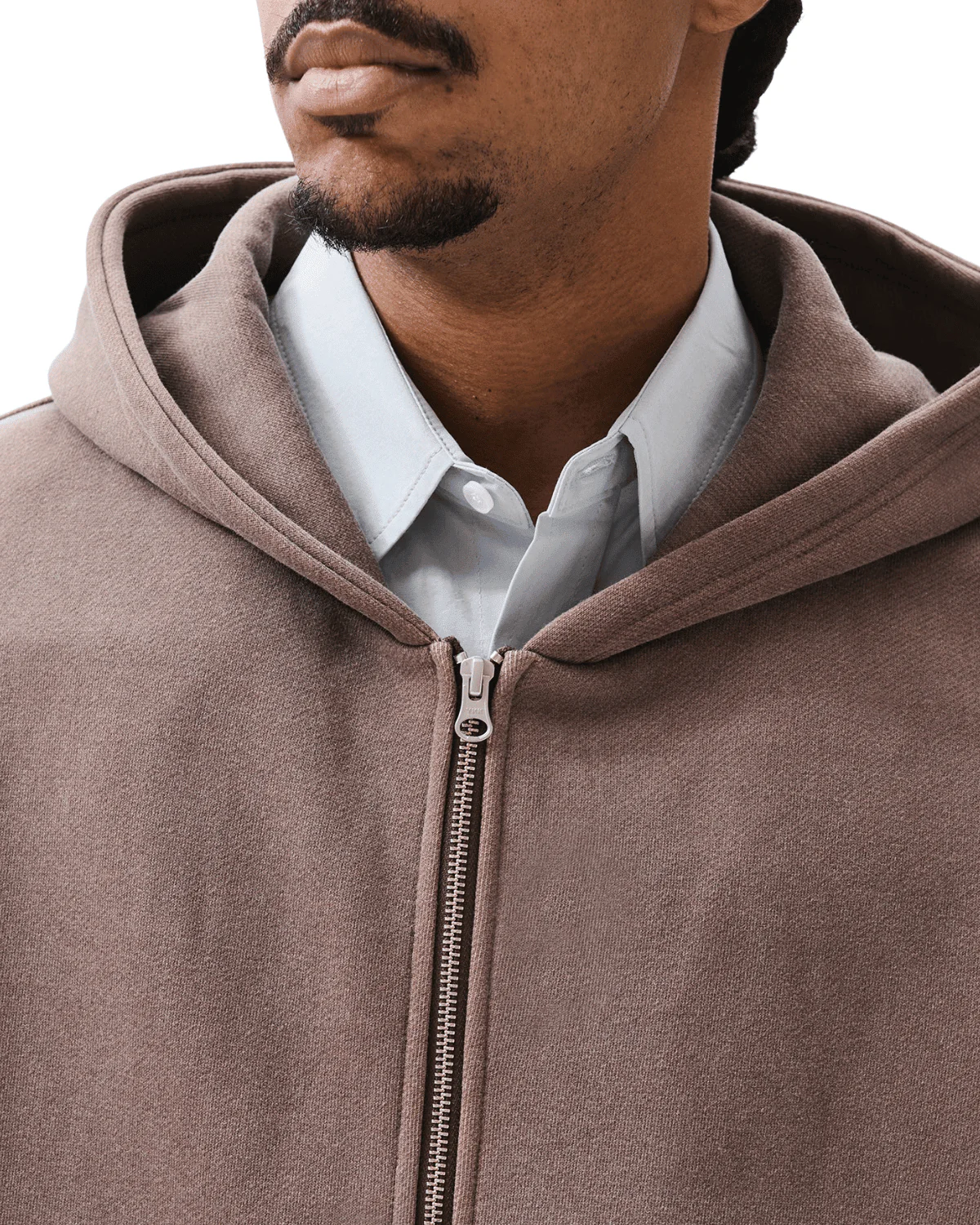 Boxy Zip-Up Hoodie Brown - Image 2