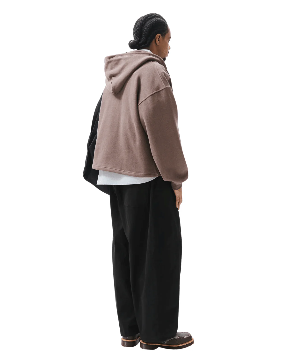 Boxy Zip-Up Hoodie Brown - Image 4