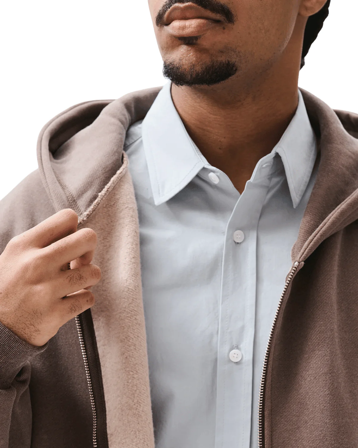 Boxy Zip-Up Hoodie Brown - Image 5