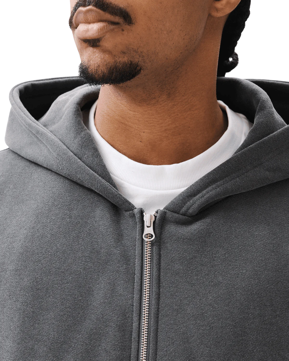 Boxy Zip-Up Hoodie Charcoal - Image 2