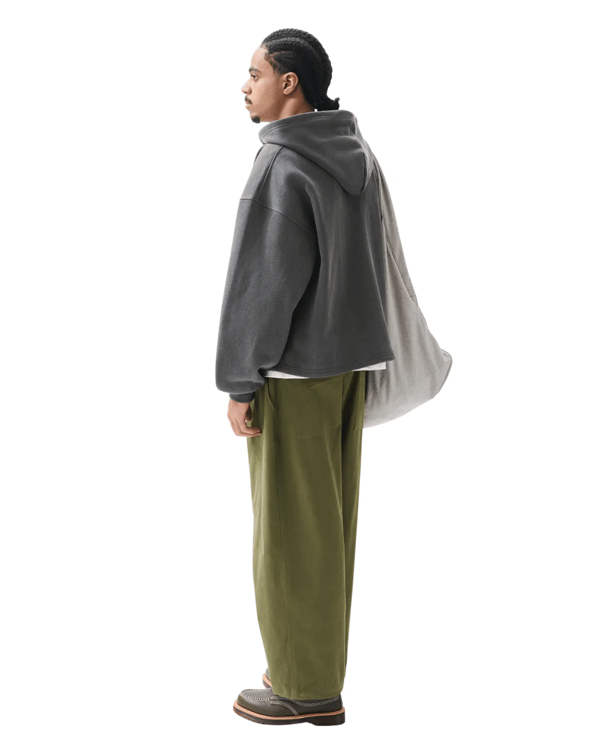 Boxy Zip-Up Hoodie Charcoal - Image 4