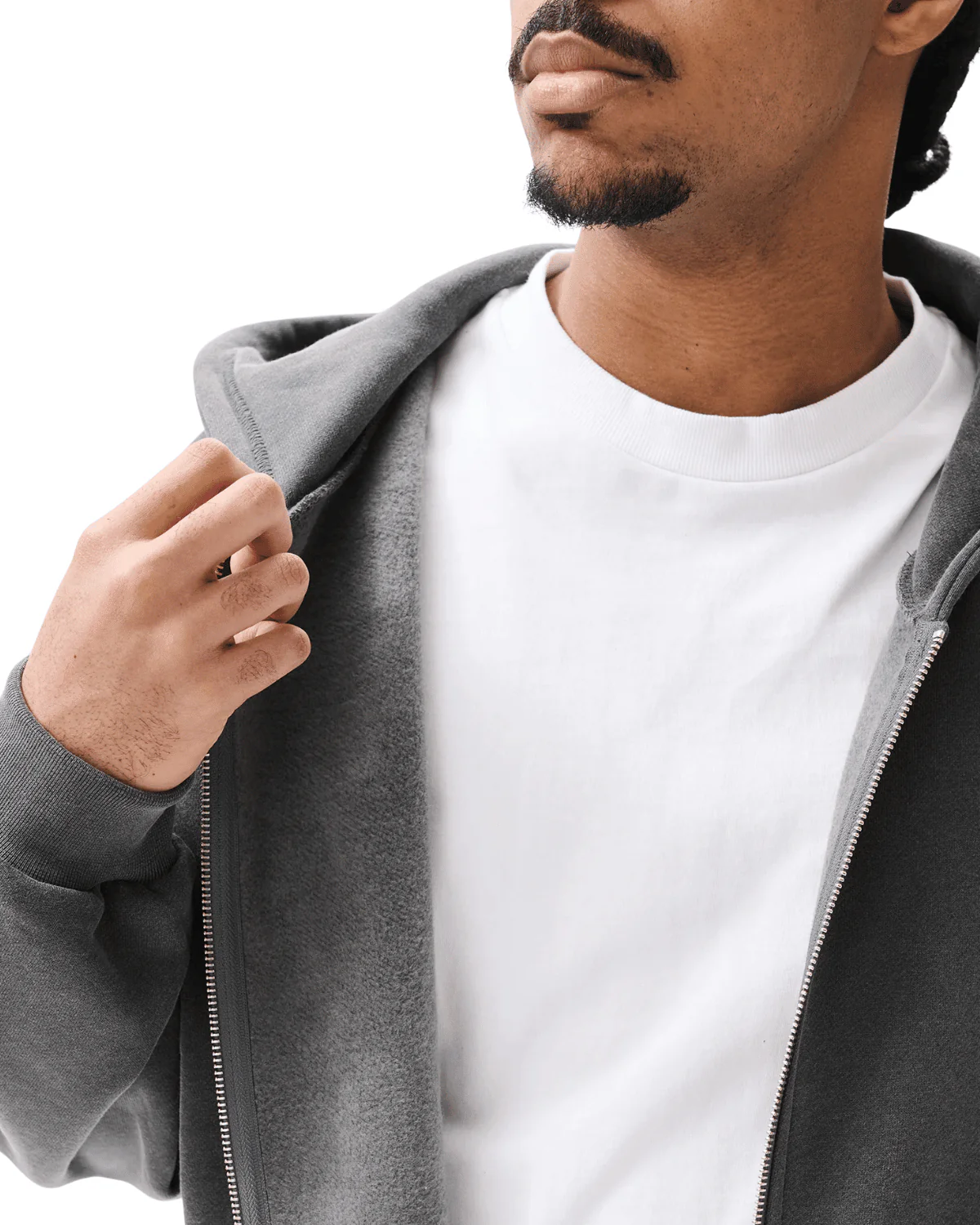 Boxy Zip-Up Hoodie Charcoal - Image 5