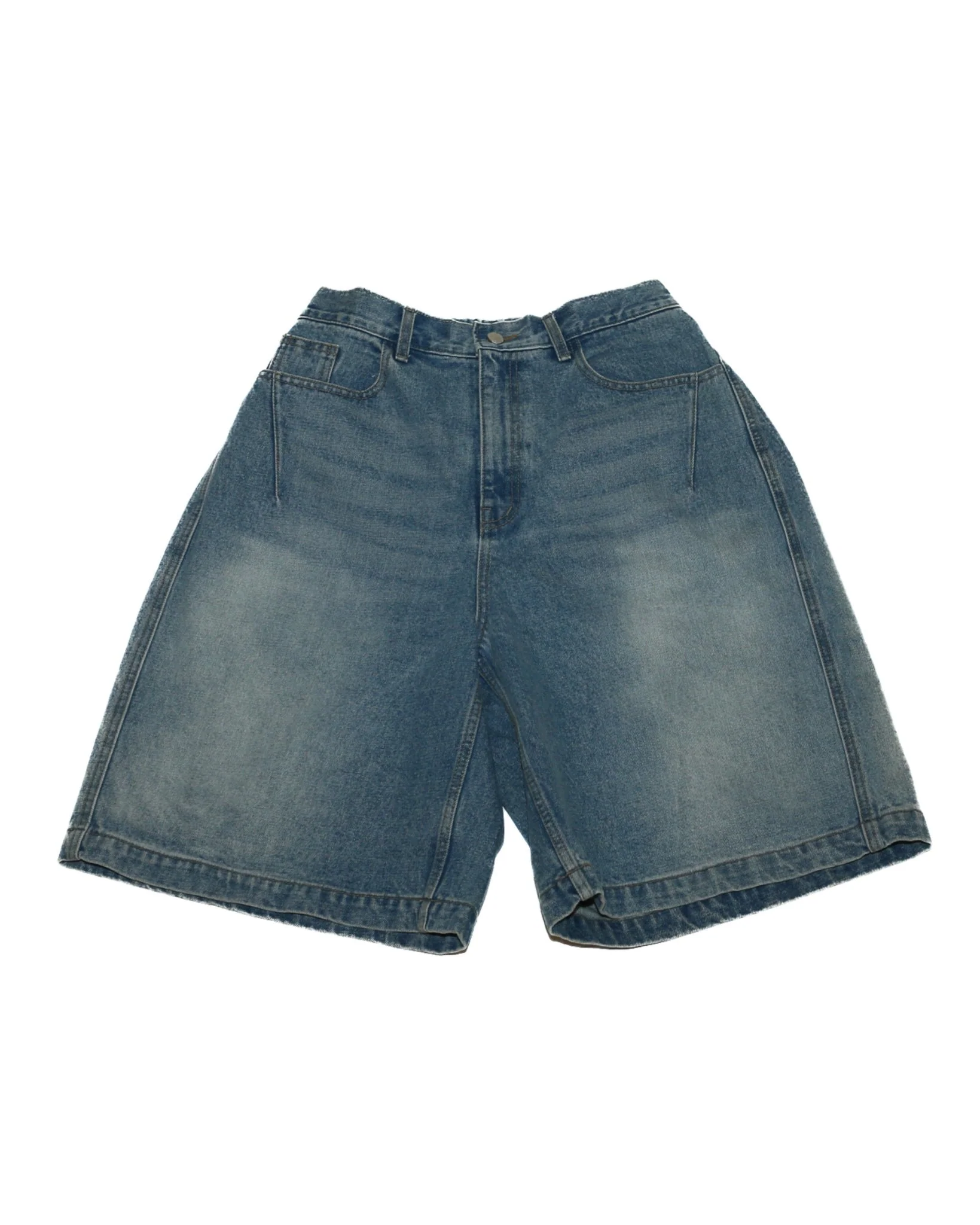 Half-dart Denim Shorts Light Blue