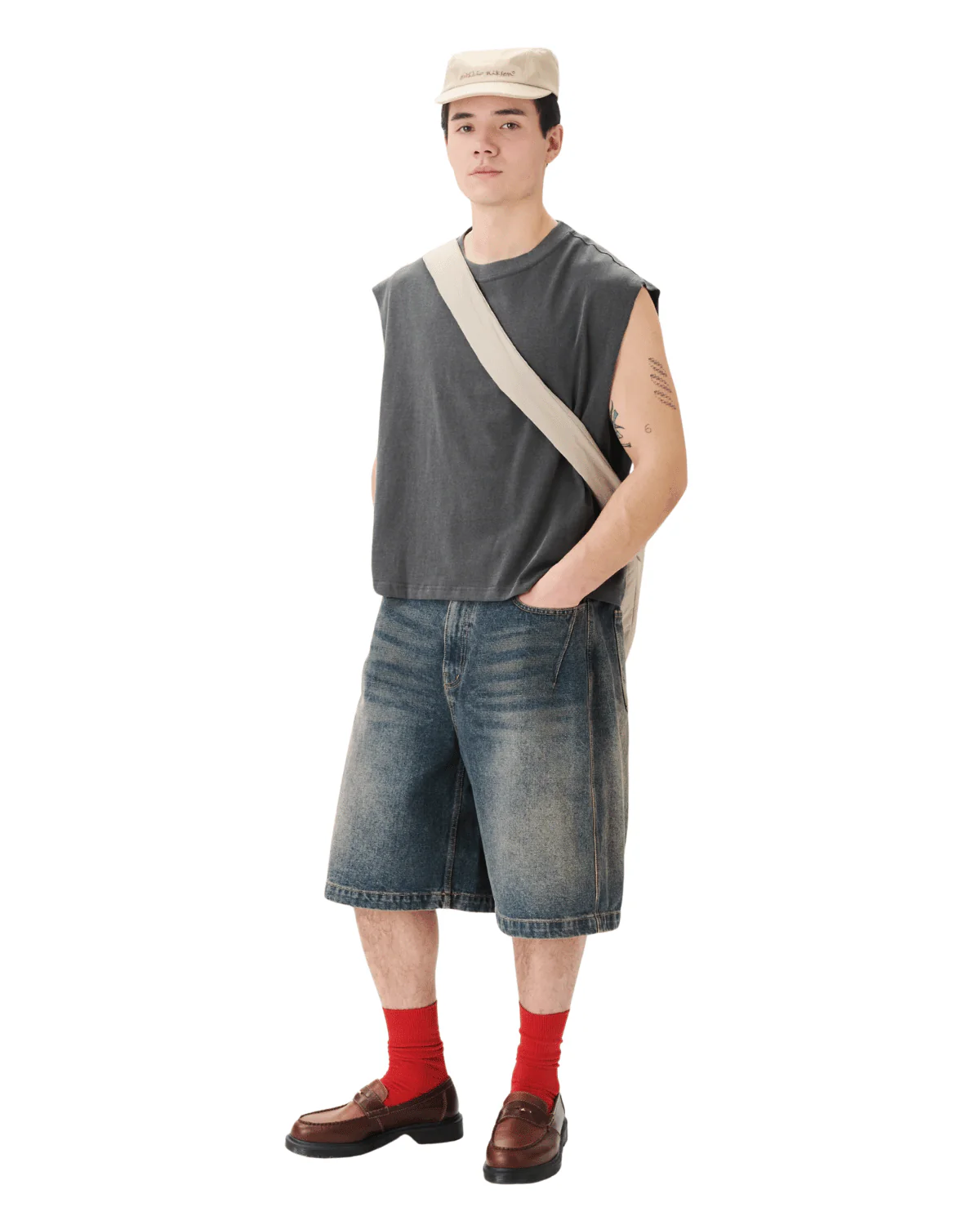 Muscle Cropped Tee Charcoal - Image 3