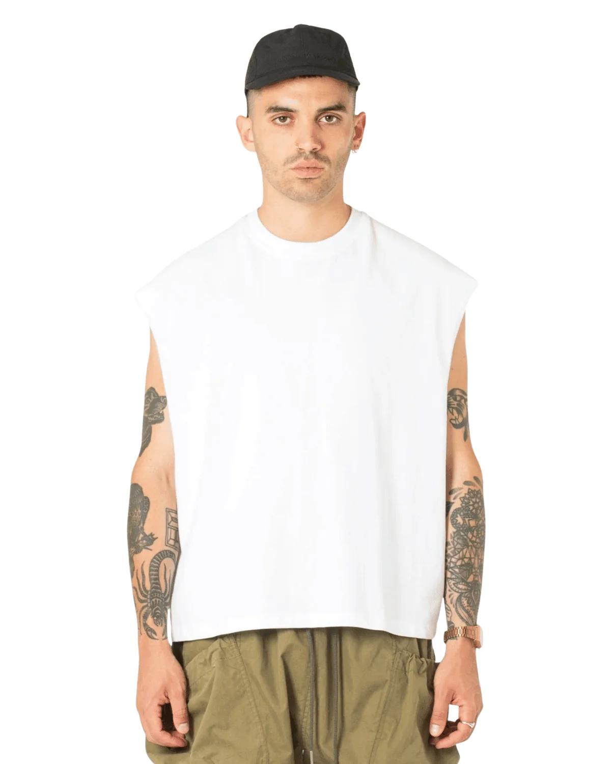 Muscle Cropped Tee White