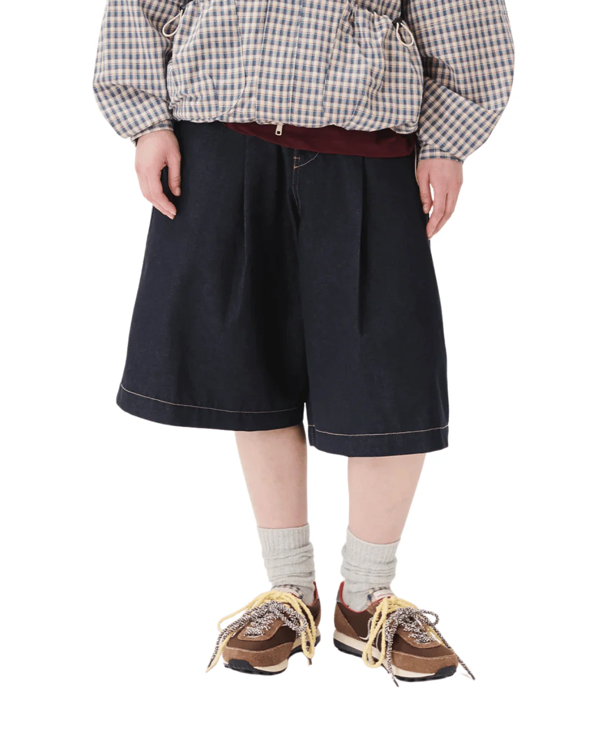 Pintuck Wide Shorts Indigo