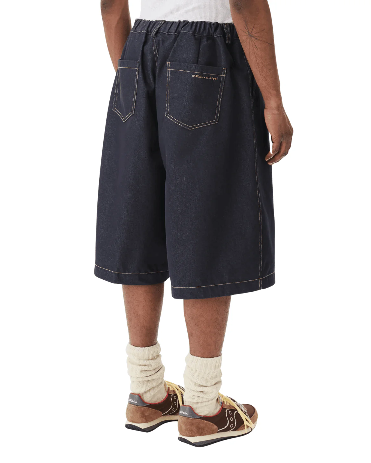 Pintuck Wide Shorts Indigo - Image 6