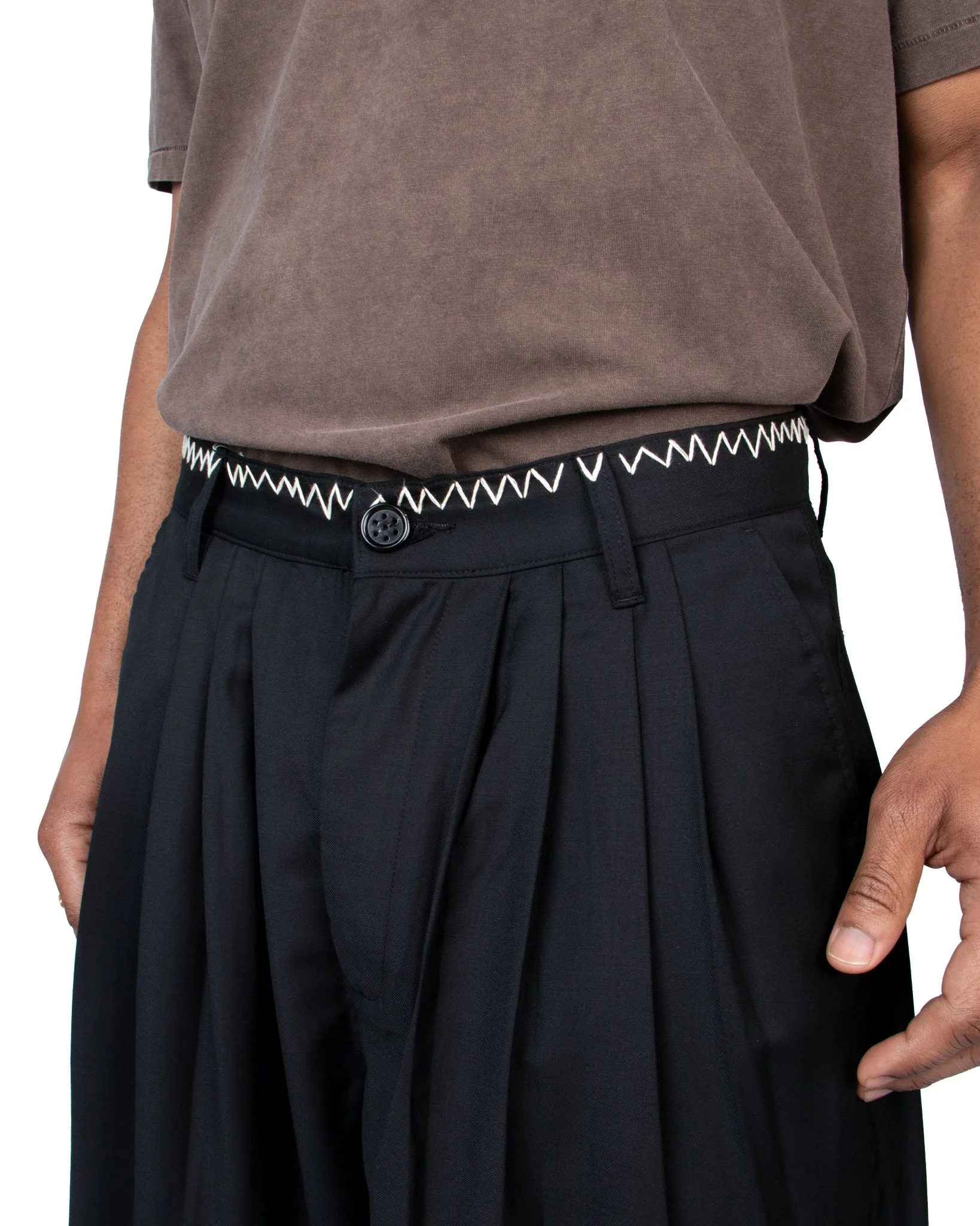 Black Wool Wide Wool Trouser - Image 3