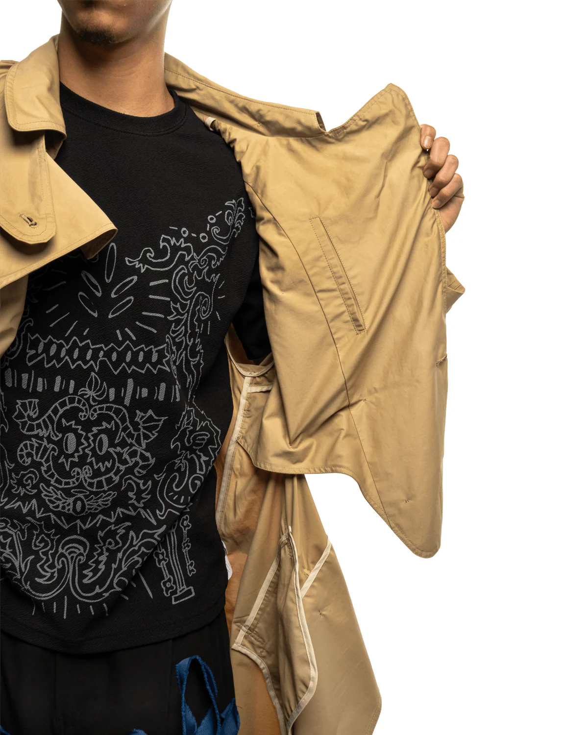Corset Trench Coat Beige - Image 6