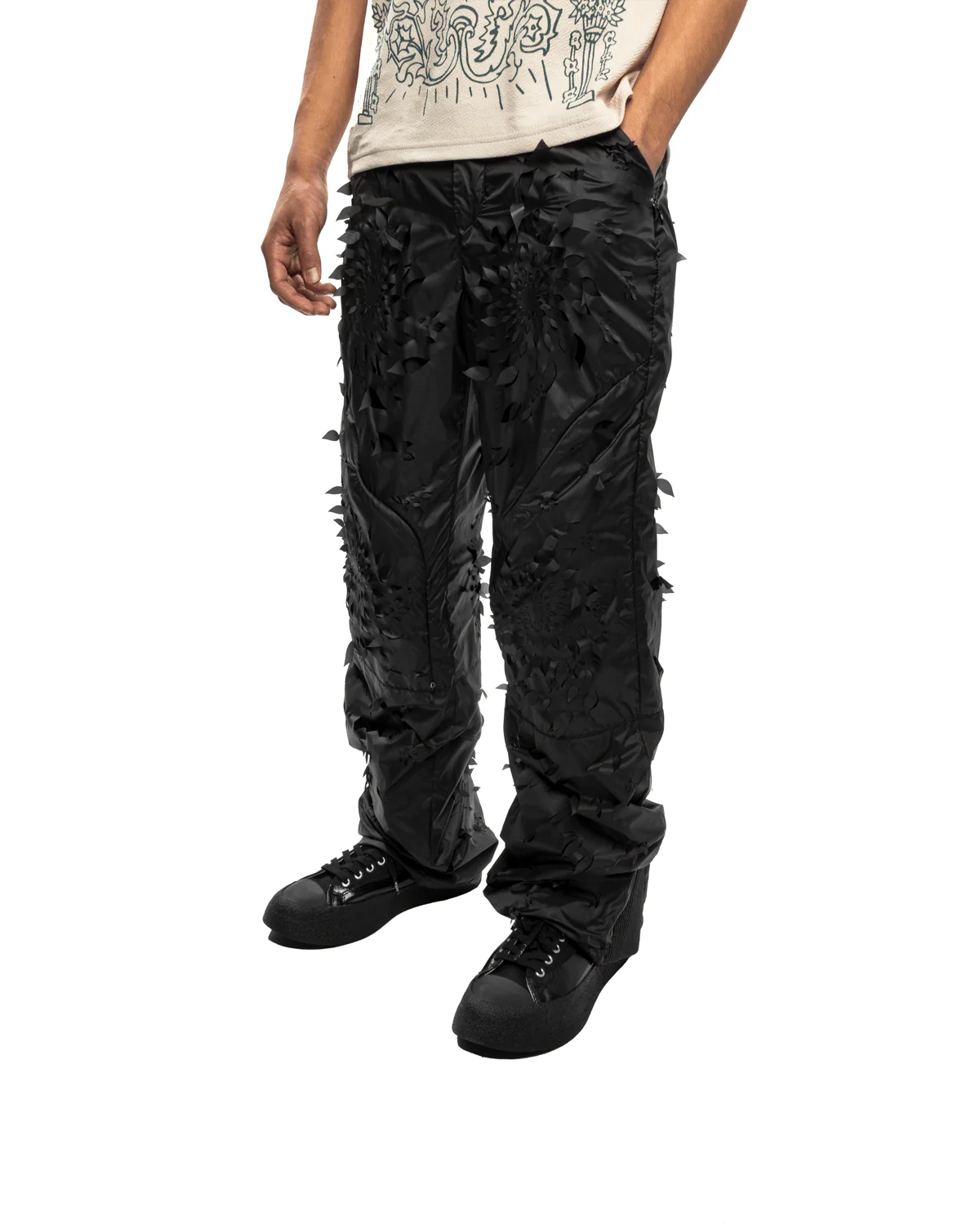 Laser-slashed Petal Trousers Black - Image 4