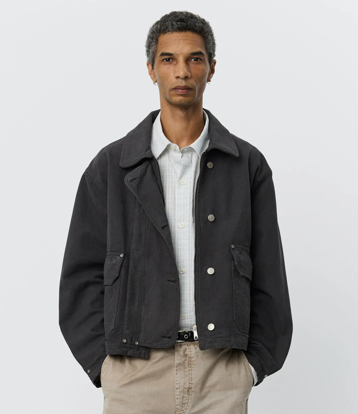 Courier Jacket Washed Grey Canvas - Image 2