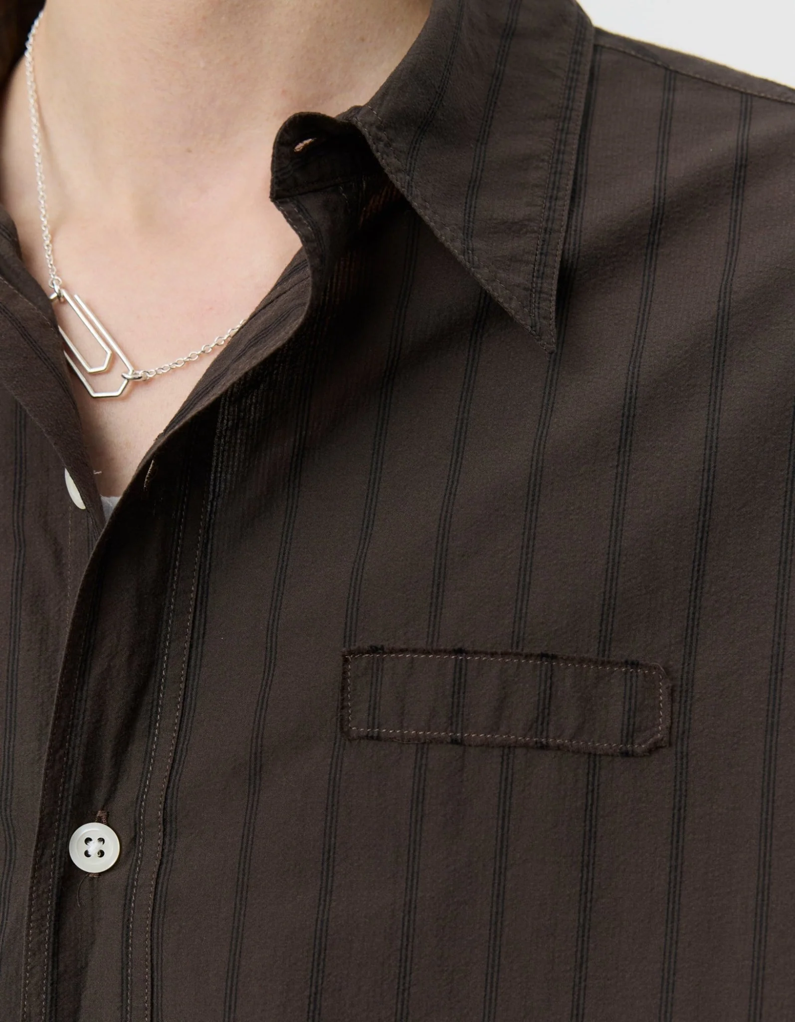 Essay Shirt Dark Brown Triple Stripe - Image 3
