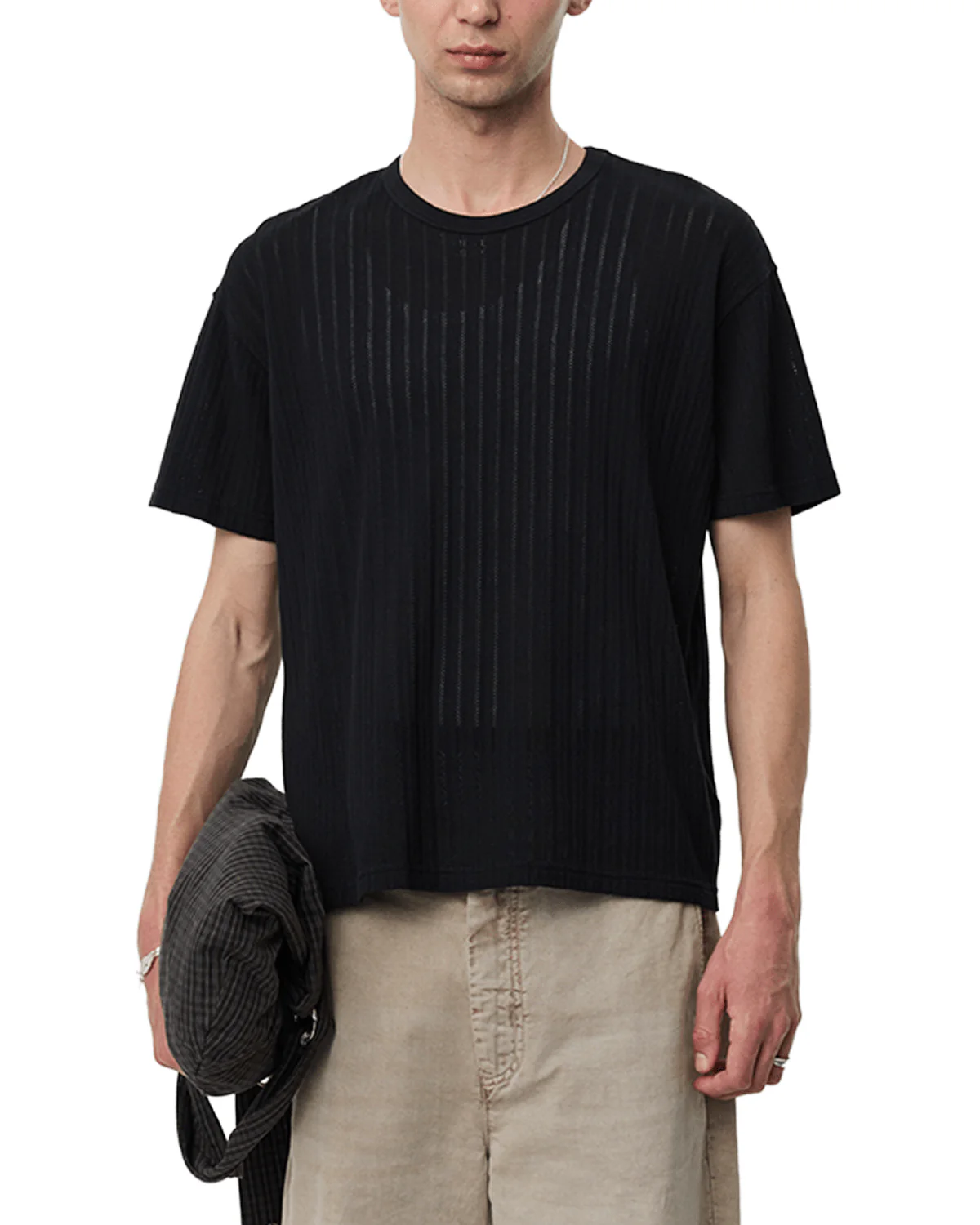 Ornament Tee Black Lace Stripe