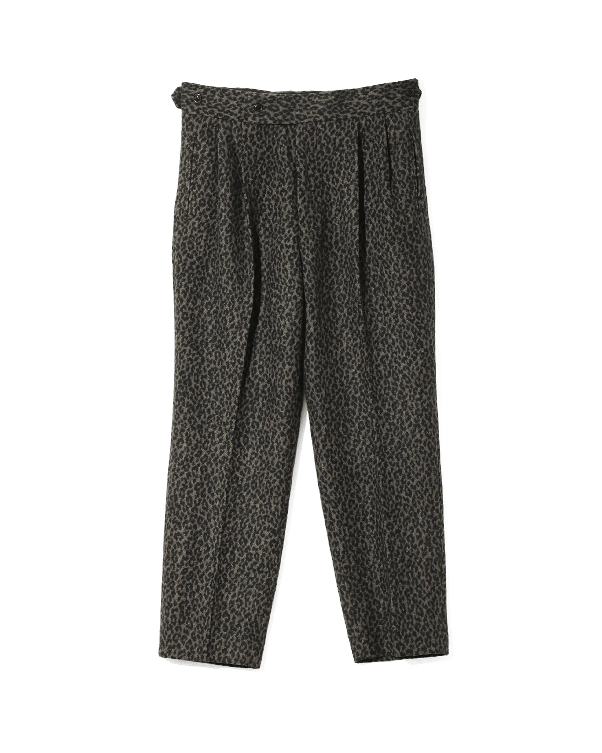 Side Tab Tucked Trouser - Leopard Jacquard Charcoal
