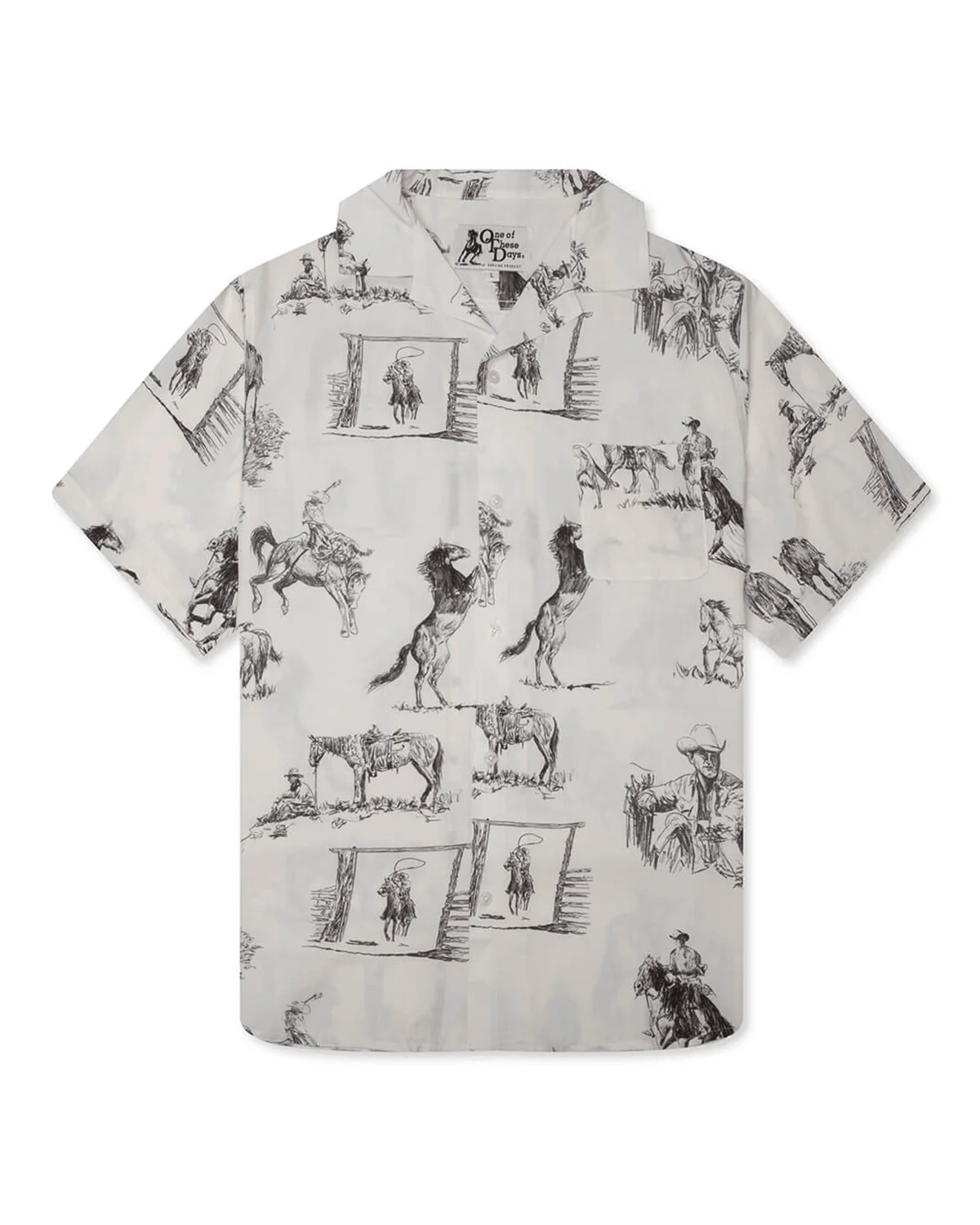 Charcoal Montage Camp Shirt Bone