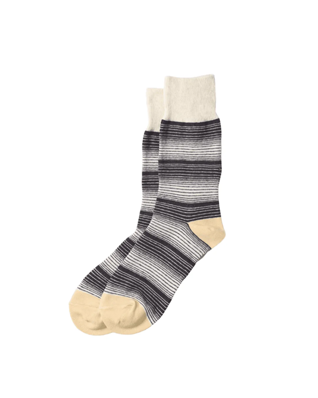 Horizontal L Stripe Crew Socks Charcoal