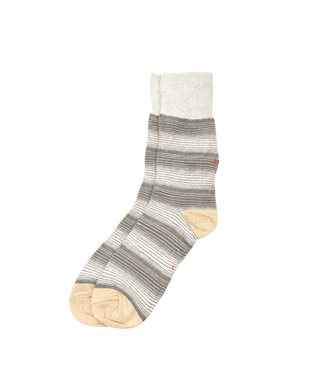 Horizontal L Stripe Crew Socks Gray