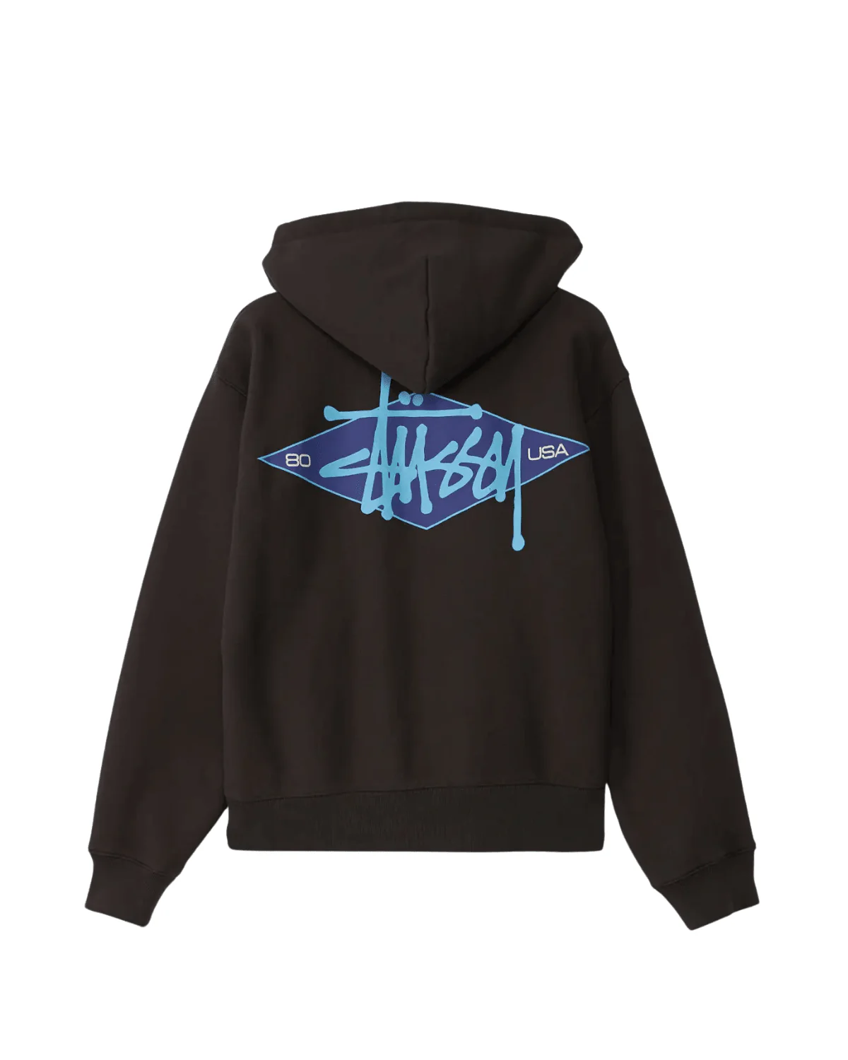 Basic Diamond Zip Hoodie Black - Image 2