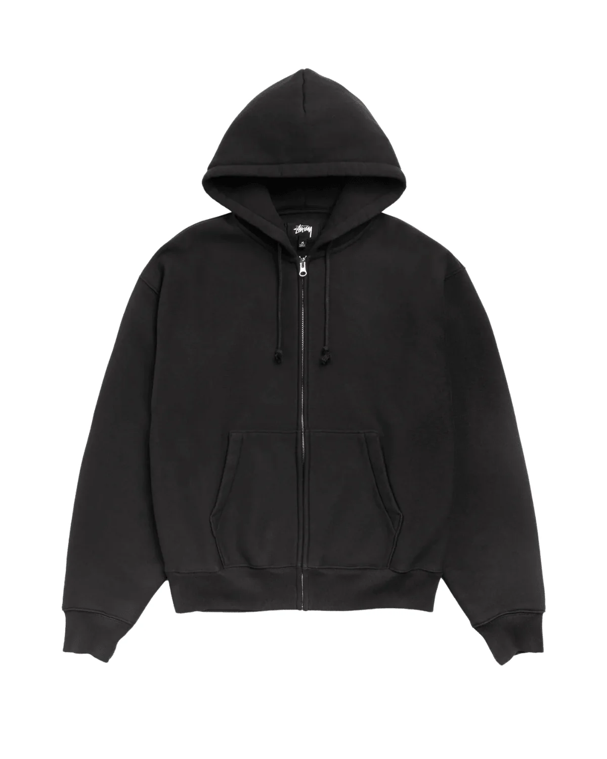 Cursive Applique Zip Hoodie Black