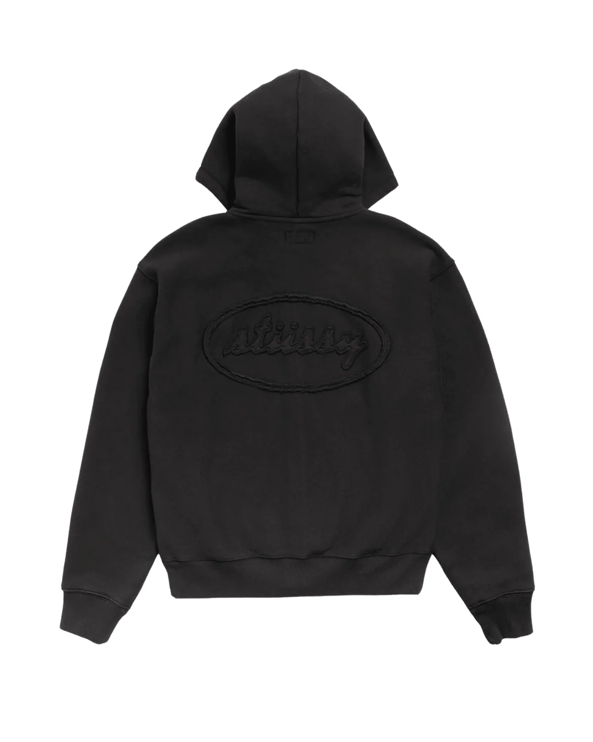 Cursive Applique Zip Hoodie Black - Image 2