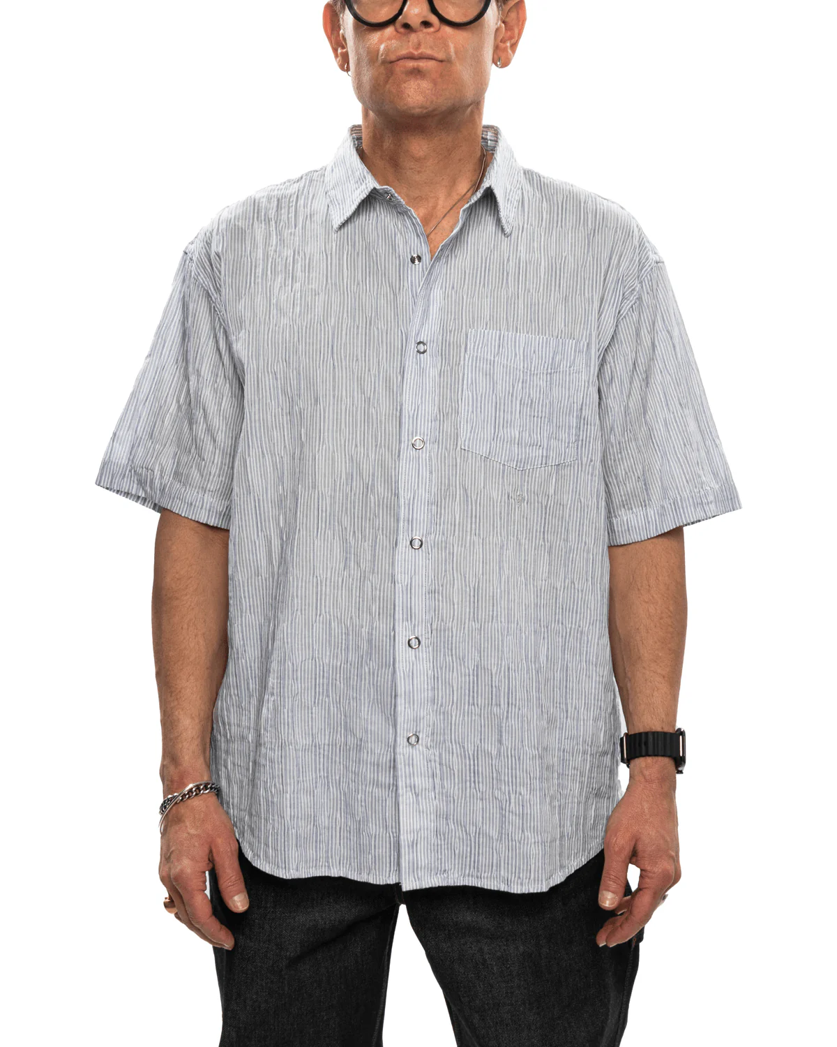Wavy Striped Shirt Blue