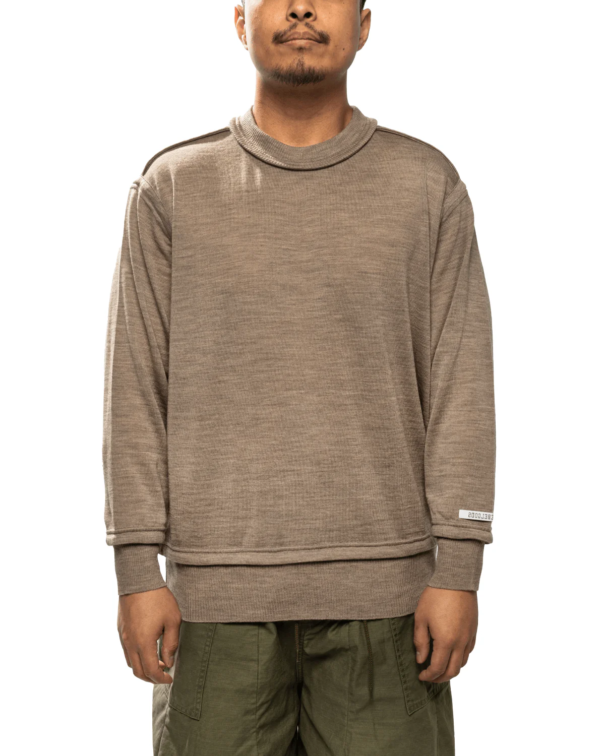 Wool Knit Sweater Grey Beige