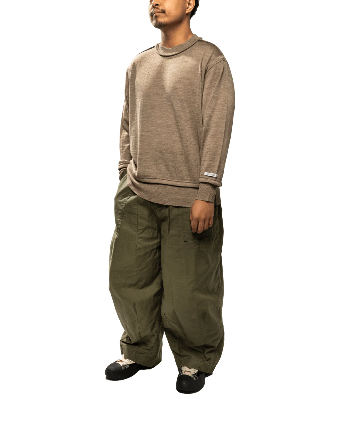 Wool Knit Sweater Grey Beige - Image 2